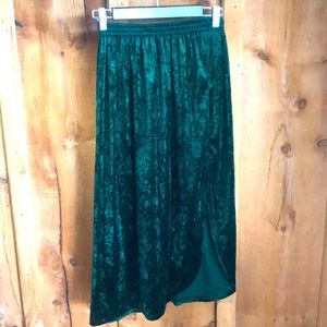Green velvet skirt